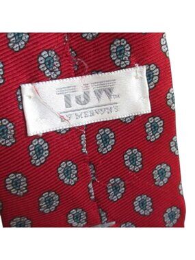 Vintage Necktie T.J.W. Mens Red Floral Pattern Silk Tie Paisley 58"
